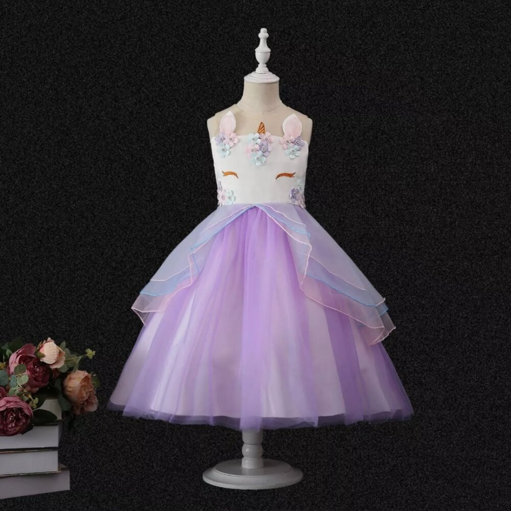 Size 10-11 Girl's purple Unicorn Dress NWT